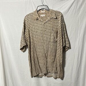 Pierre Cardin Men's Tan Checkered Button Down Shirt